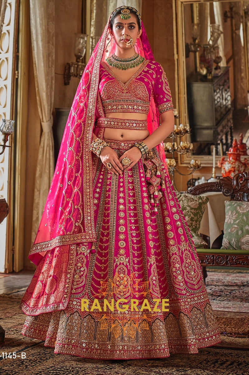 Ruhani Meher Double-Dupatta Bridal Silk Lehenga – The Blossom of Grace