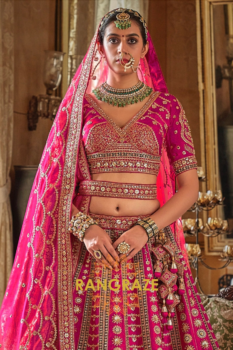 Ruhani Meher Double-Dupatta Bridal Silk Lehenga – The Blossom of Grace