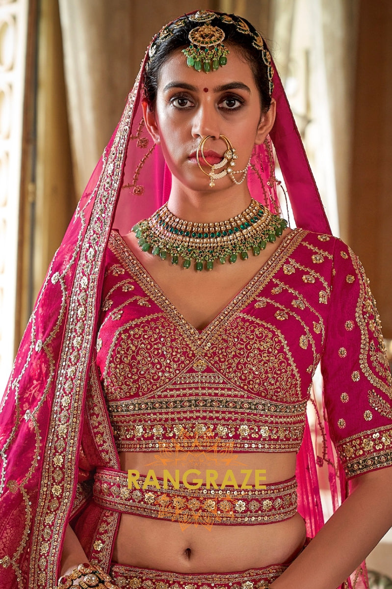 Ruhani Meher Double-Dupatta Bridal Silk Lehenga – The Blossom of Grace