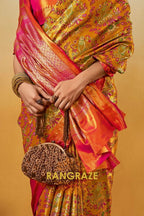 Golden Bloom Dharmavaram Silk Saree