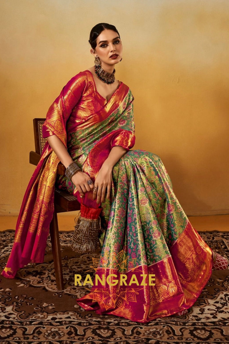 Verdant Elegance Dharmavaram Silk Sare