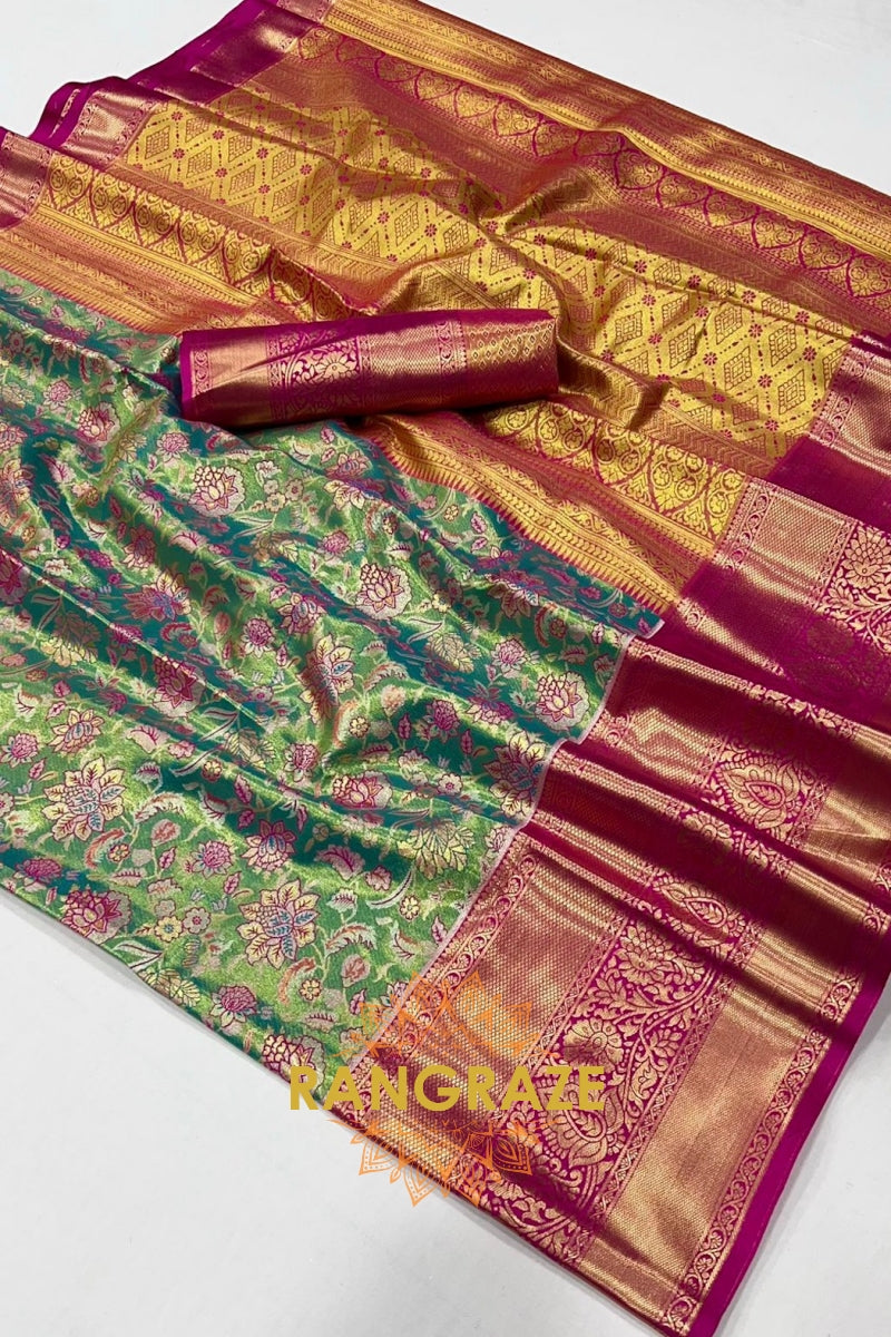 Verdant Elegance Dharmavaram Silk Sare