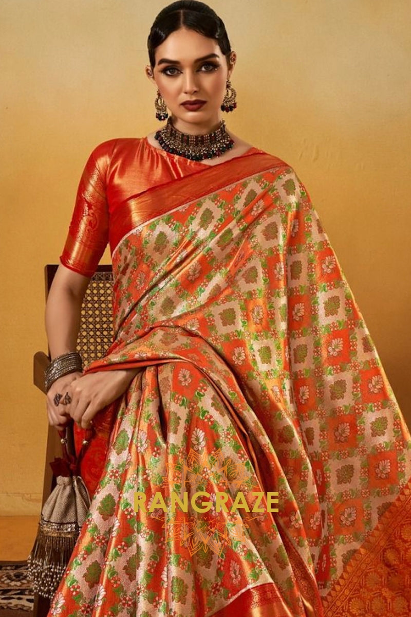Radiant Sunrise Dharmavaram Silk Saree