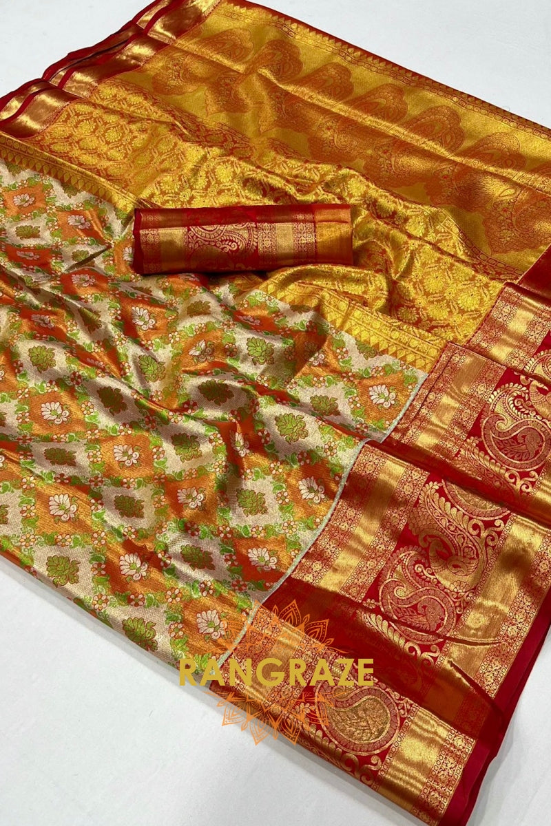 Radiant Sunrise Dharmavaram Silk Saree