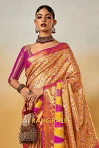 Majestic Golden Blossom Dharmavaram Silk Saree