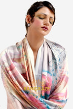 Cloudy Grey Printed Satin Crepe Saree