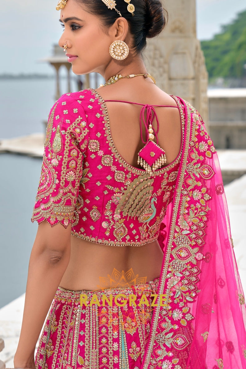 Fuchsia Royale Bridal Banarasi Silk Lehenga with Two Dupattas– A Radiant Celebration of Elegance