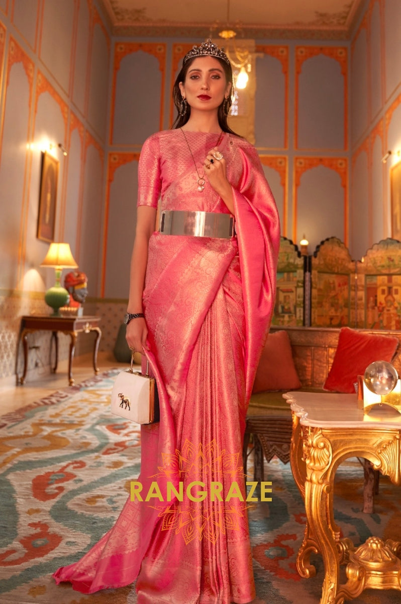 Magenta Pink Splendid Dual Tone Kanjivaram Silk Saree