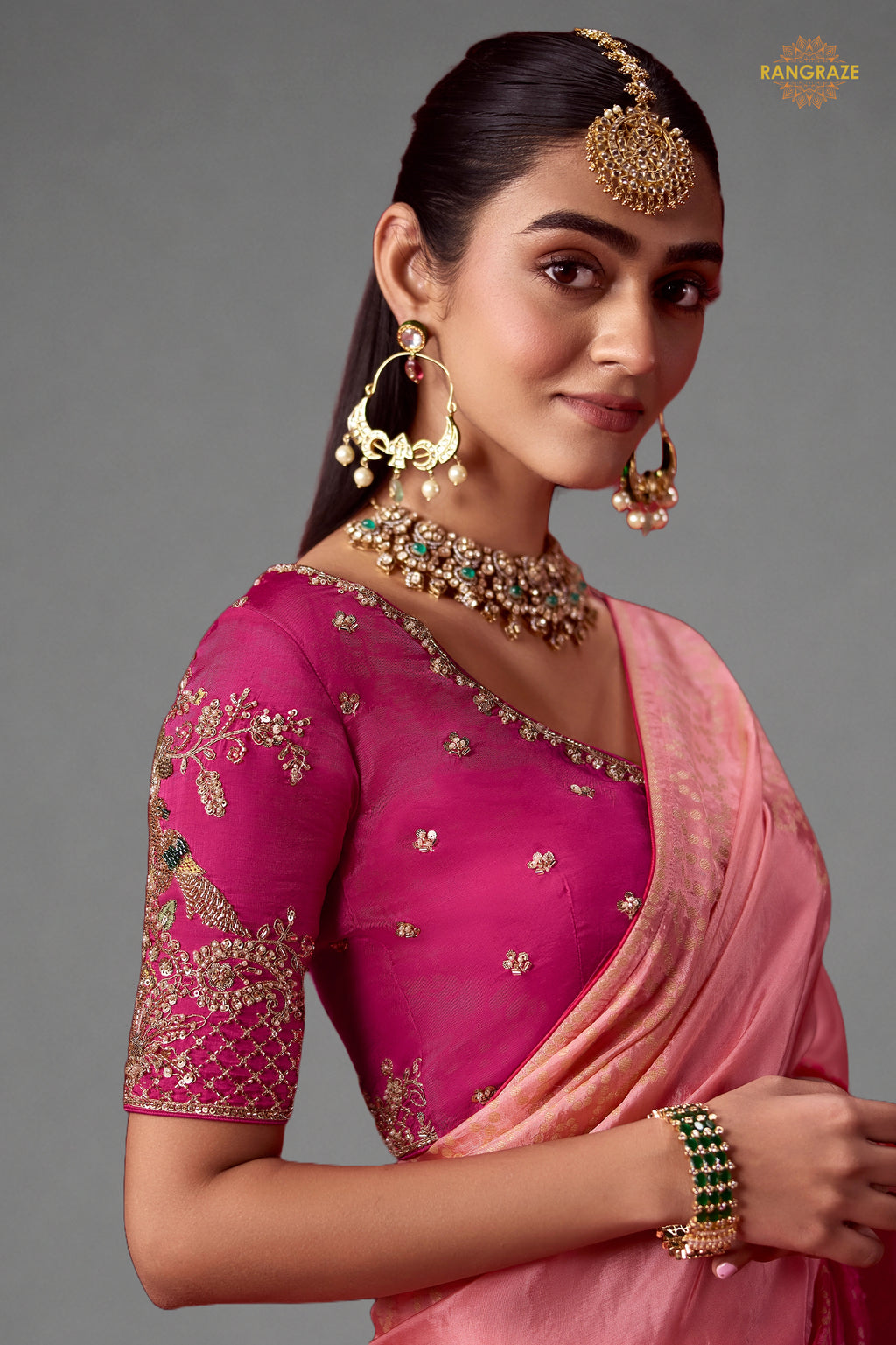 Dual Tone Pink Ombre Woven Dola Crape Soft Silk