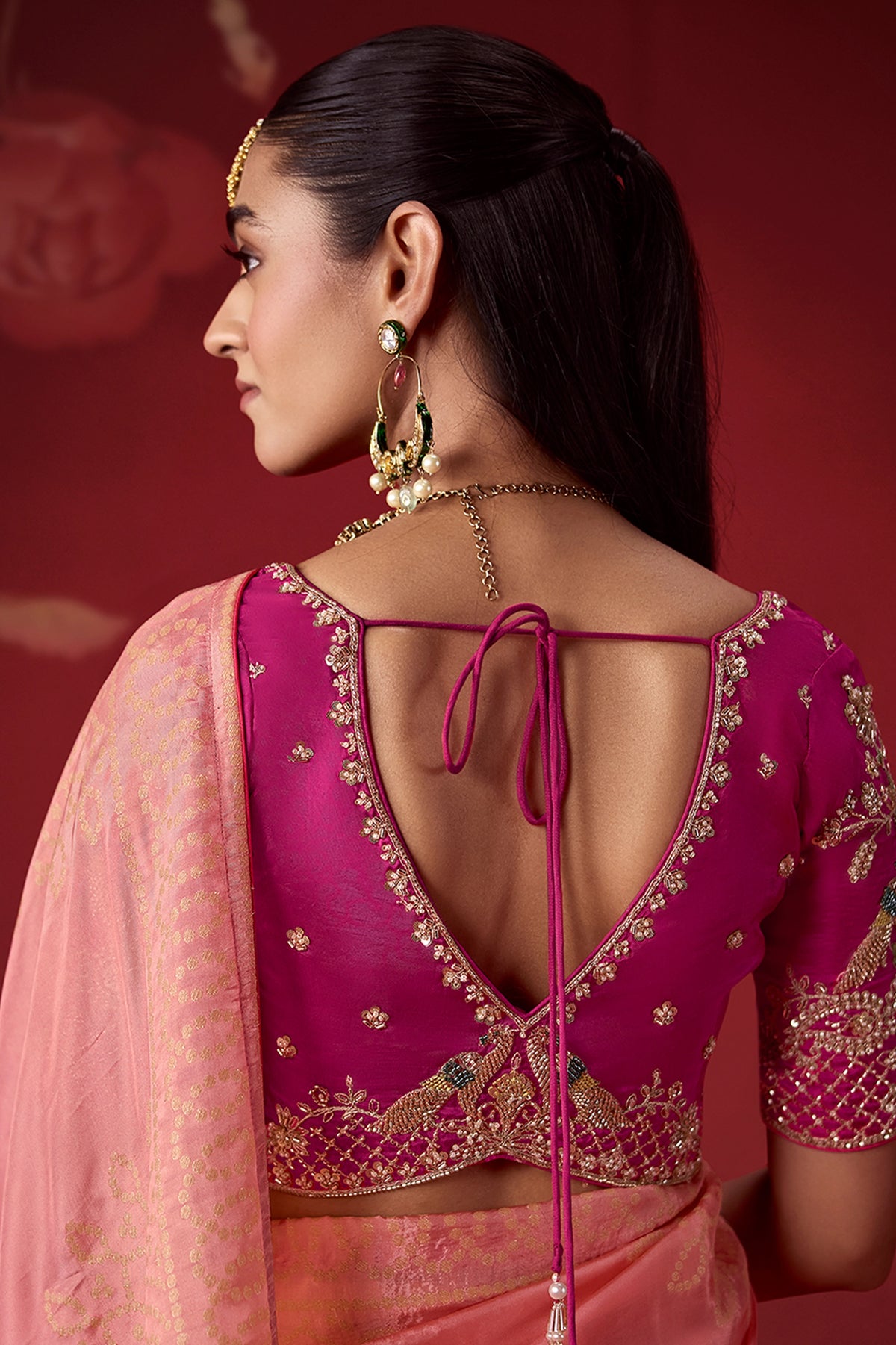 Dual Tone Pink Ombre Woven Dola Crape Soft Silk