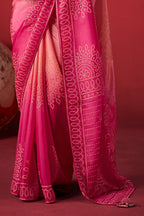 Dual Tone Pink Ombre Woven Dola Crape Soft Silk