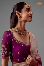 Dual Tone Purple Ombre Woven Dola Crape Soft Silk