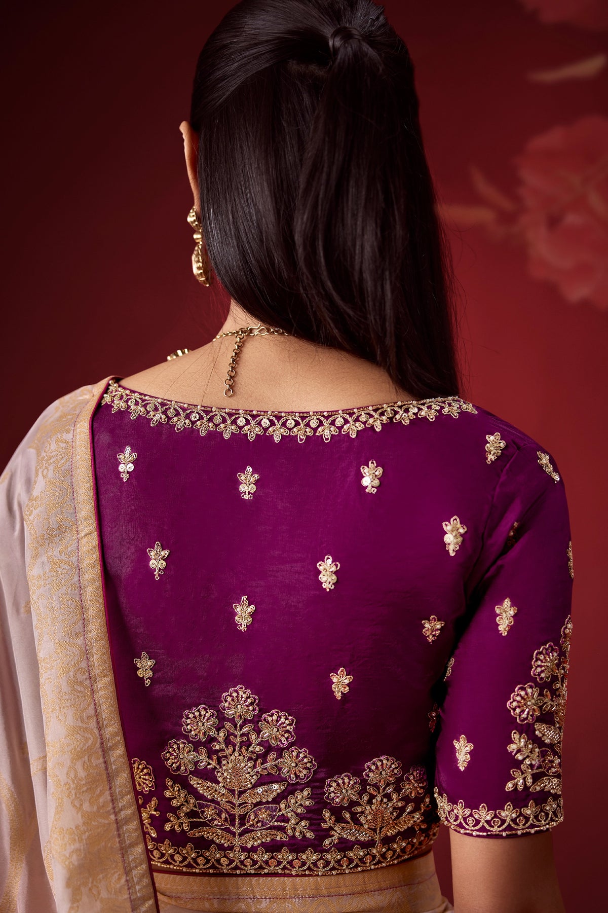 Dual Tone Purple Ombre Woven Dola Crape Soft Silk