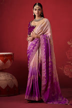 Dual Tone Purple Ombre Woven Dola Crape Soft Silk