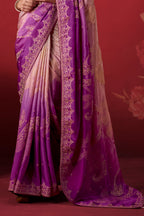 Dual Tone Purple Ombre Woven Dola Crape Soft Silk