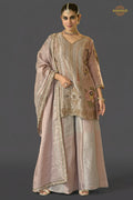Dusty Rose Pink Stitched Bead Work Palazzo Suit