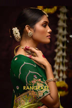 Lime Green and Forest Green Banarasi Silk Saree – A Royal Celebration of Heritage