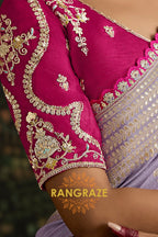 Lavender and Pink Designer Banarasi Silk Saree
