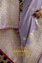 Lavender and Pink Designer Banarasi Silk Saree