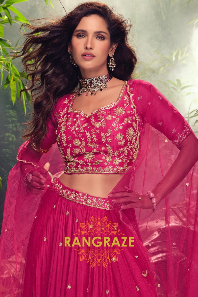 Enchanting Fuchsia Embroidered Lehenga Set