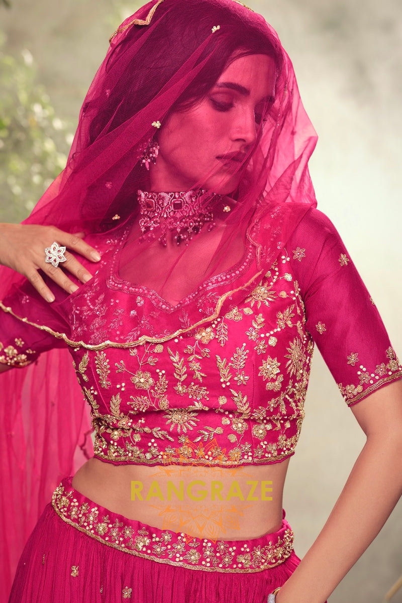 Enchanting Fuchsia Embroidered Lehenga Set