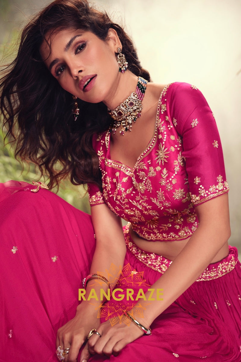 Enchanting Fuchsia Embroidered Lehenga Set
