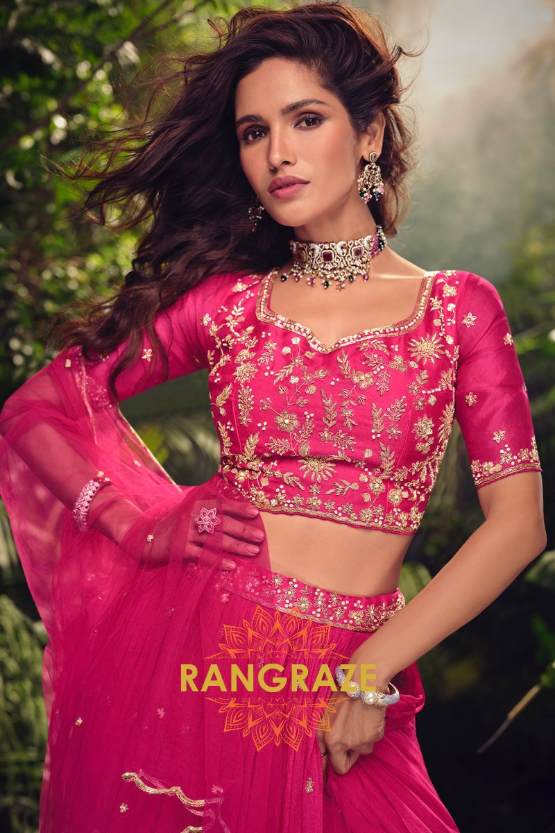 Enchanting Fuchsia Embroidered Lehenga Set