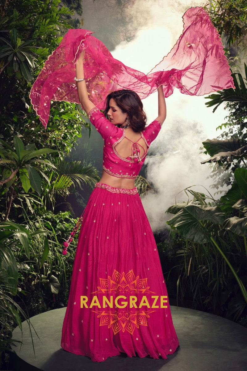 Enchanting Fuchsia Embroidered Lehenga Set