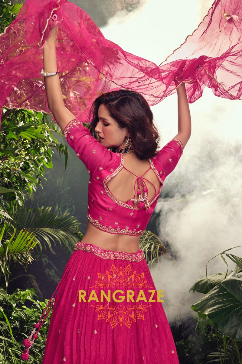 Enchanting Fuchsia Embroidered Lehenga Set