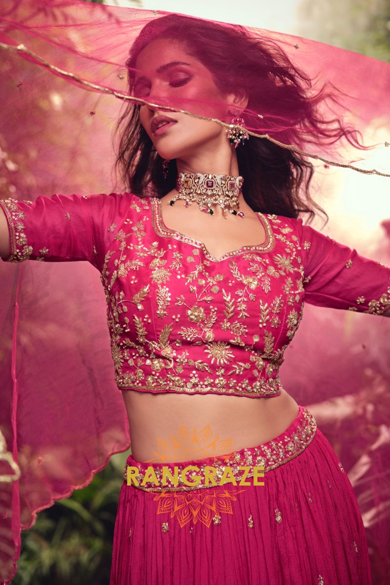Enchanting Fuchsia Embroidered Lehenga Set