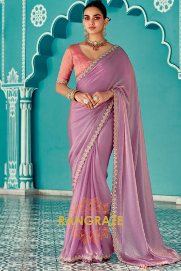 Lavender Glow: Designer Crush Organza Saree