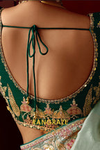 Mystic Mint: Embroidered Organza Silk Saree