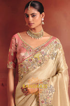 Pure Smooth Zari Silk Saree with Heavy Embroidery & Designer Blouse
