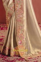 Pure Smooth Zari Silk Saree with Heavy Embroidery & Designer Blouse