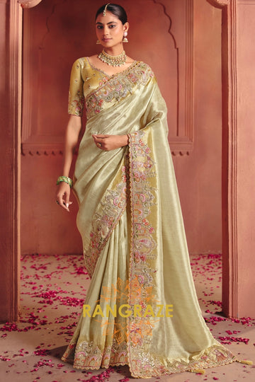 Pure Smooth Zari Silk Saree with Heavy Embroidery & Designer Blouse