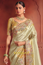 Pure Smooth Zari Silk Saree with Heavy Embroidery & Designer Blouse