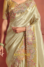 Pure Smooth Zari Silk Saree with Heavy Embroidery & Designer Blouse