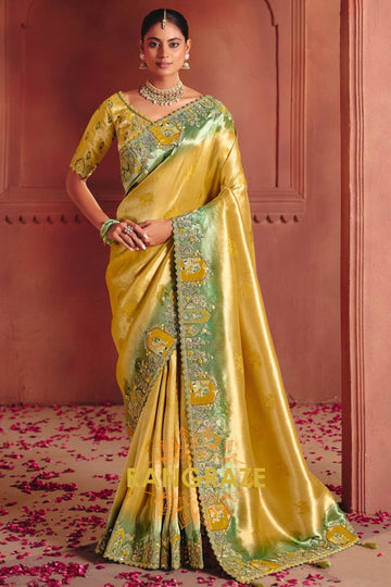 Pure Smooth Zari Silk Saree with Heavy Embroidery & Designer Blouse
