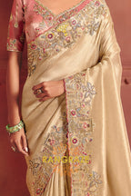 Pure Smooth Zari Silk Saree with Heavy Embroidery & Designer Blouse