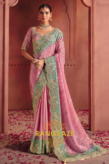 Pure Smooth Zari Silk Saree with Heavy Embroidery & Designer Blouse