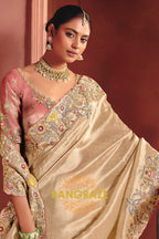 Pure Smooth Zari Silk Saree with Heavy Embroidery & Designer Blouse