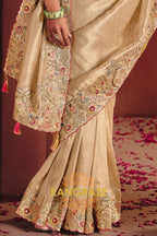 Pure Smooth Zari Silk Saree with Heavy Embroidery & Designer Blouse