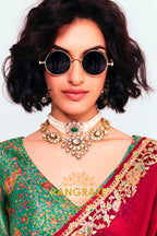 Red Soft Silk Embroidered Saree with Contrast Blouse