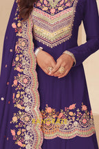 Royal Amethyst Real Chinon Designer Sharara Suit Set