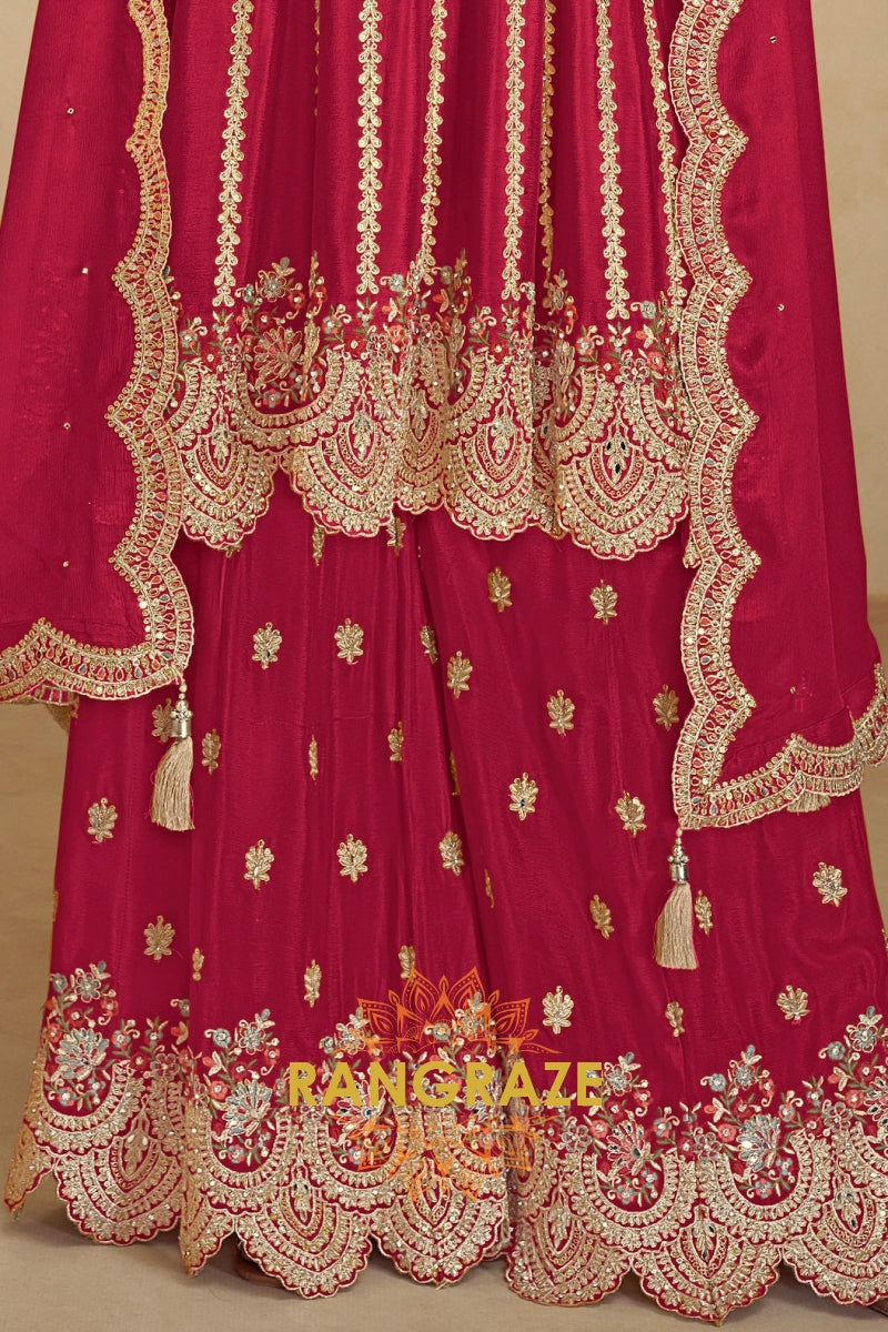 Ruby Royale Premium Chinon Heavy Embroidered Suit Set