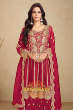 Ruby Royale Premium Chinon Heavy Embroidered Suit Set
