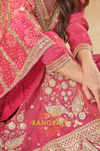 Rose Glow Premium Shimmer Silk Embroidered Sharara Suit Set