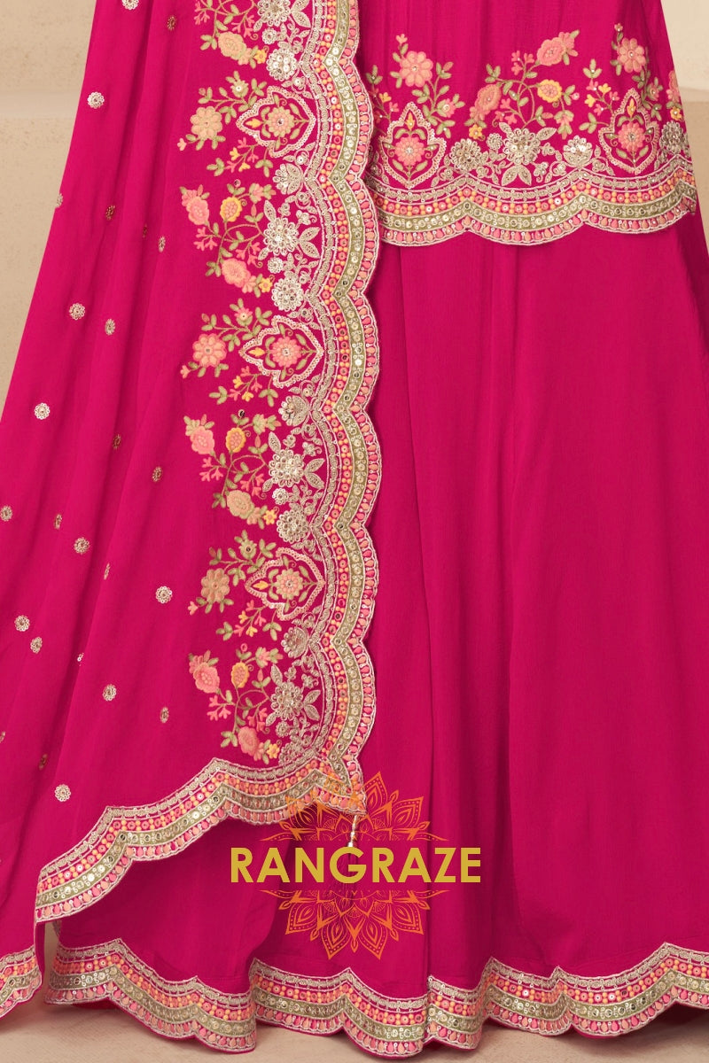 Rani Royale Real Chinon Designer Sharara Suit Set