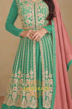 Emerald Rose Premium Chinon Embroidered Suit Set
