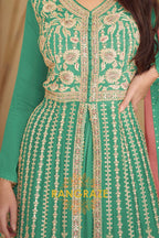 Emerald Rose Premium Chinon Embroidered Suit Set